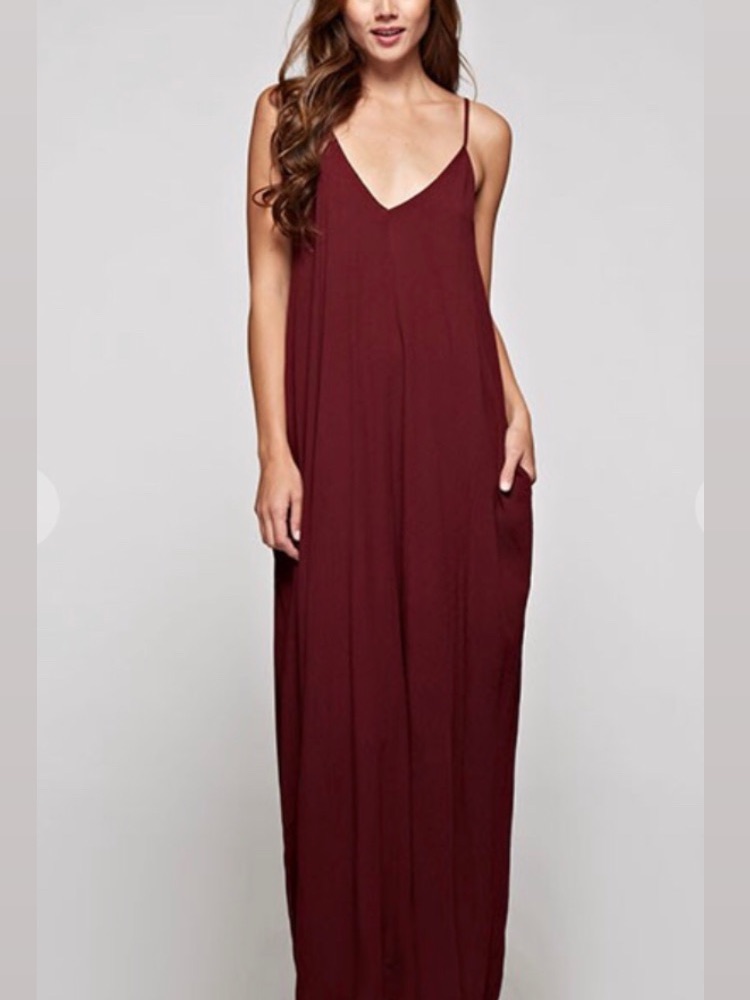 Lovestitch Maxi Dress Lace-Up Corset Back In Burgundy Cocoon Style Comfort M